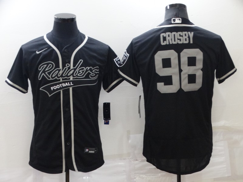 Men's Las Vegas Raiders #98 Maxx Crosby Black Flex Base Stitched Jersey Men's Las Vegas Raiders #98 Maxx Crosby Black Flex Base Stitched Jersey